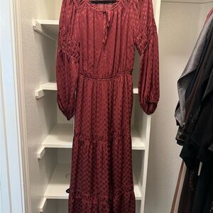 Max Studio Deep Red Long Sleeve Dress